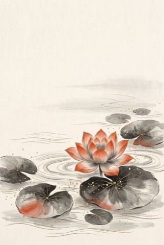 【スマホ壁紙】蓮の花の絵|寝室・和室・夏(A4印刷用つき)(絵は AI 生成)